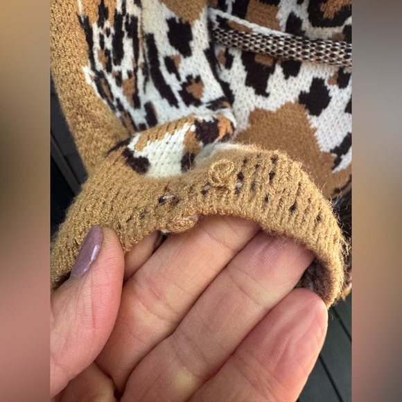 Rain + Rose Jacquard Fringe Cardigan w/ Belt | Tribal Animal Print | Sz Medium - Picture 5 of 9